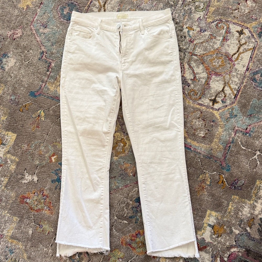 MOTHER Women's Cream Straight Leg Jeans
